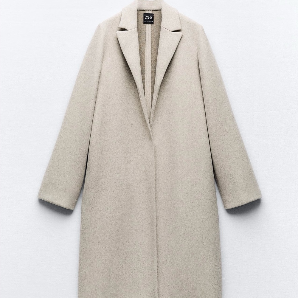 New Zara felt texture coat in color Sand for Sale.